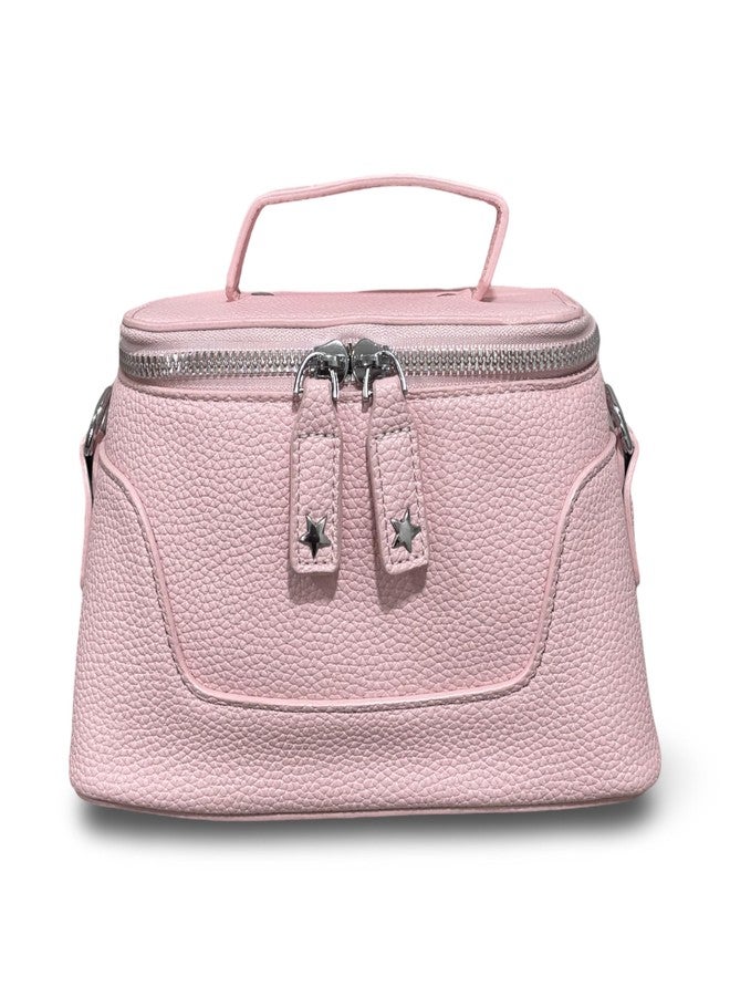 GLOSSY PU Crossbody Sling Bag for Women and Girls, Detachable Strap, Spacious Zip Compartment (Pink) - Image 1